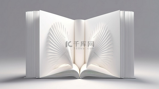 书封面打开的书背景图片_封面打开的白皮书样机的 3D 渲染
