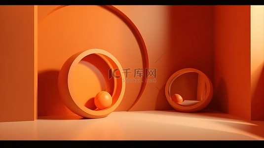 带有窗口阴影的橙色调 3d 背景非常适合产品展示和展示模型