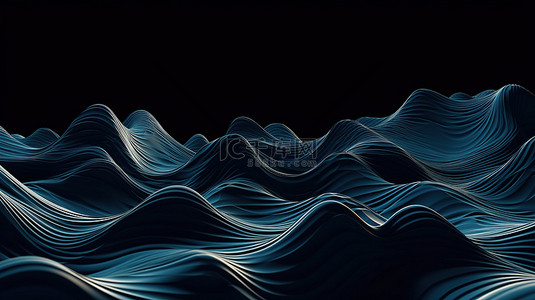 抽象背景中流动的波浪 3d 渲染的杰作