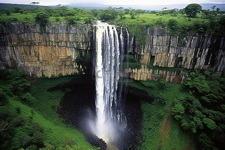溪流瀑布背景图片_非洲瀑布 柏树瀑布