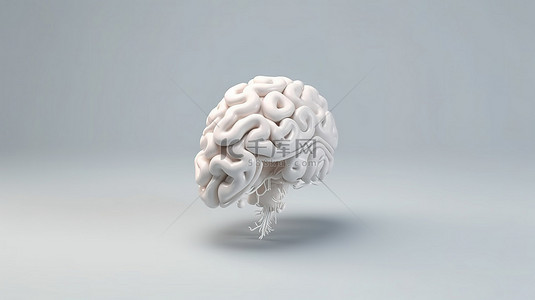3D 渲染的极简主义白色大脑