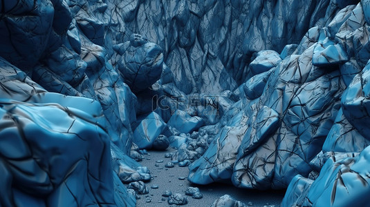 光影背景背景图片_石墙背景 3d 渲染雄伟的蓝色岩石表面