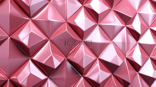 3d 渲染墙的四边形粉红色钻石瓷砖