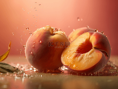 夏季新鲜背景图片_新鲜有机桃子水果摄影广告背景