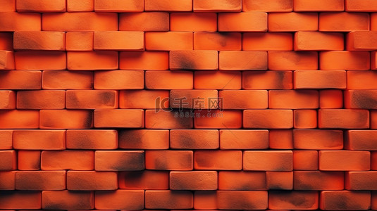 高清晰度 4k 分辨率的橙色色调砖壁纸经过专业设计并以 3D 图像渲染 021