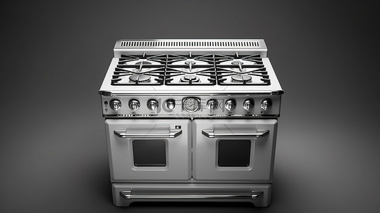经典食物背景图片_用于前视厨房用具的经典复古单色燃气灶的 3D 渲染