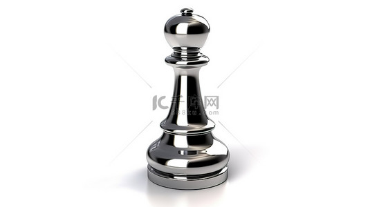 象棋游戏背景背景图片_以 3D 渲染的白色背景下的单个国际象棋棋子的详细视图