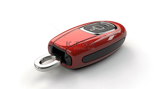 钥匙背景图片_3D 空白白色表面上呈现的当代车钥匙