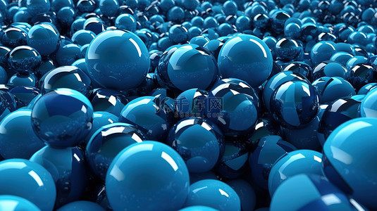 蓝色 3D 渲染背景与抽象球体