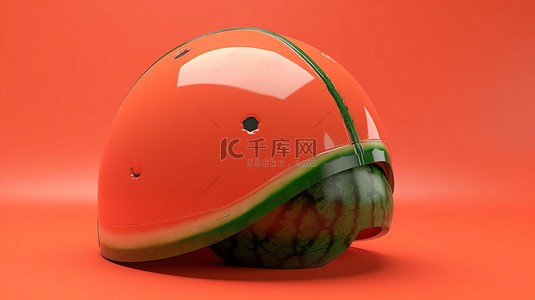 红帽背景图片_3d 西瓜头盔呈现橙色隔离