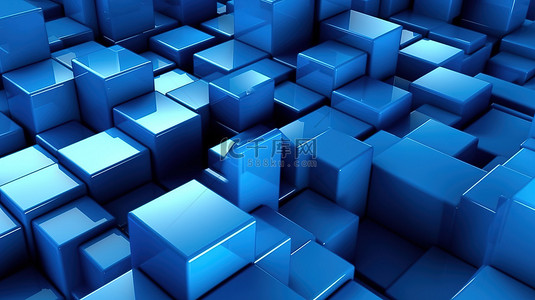 蓝色的雨水背景图片_水平对齐的 3D 蓝色块的高清背景