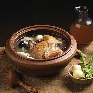 食物汤背景图片_米酒鸭汤