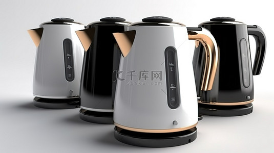 黑茶壶背景图片_空白画布上的当代茶壶 3D 渲染