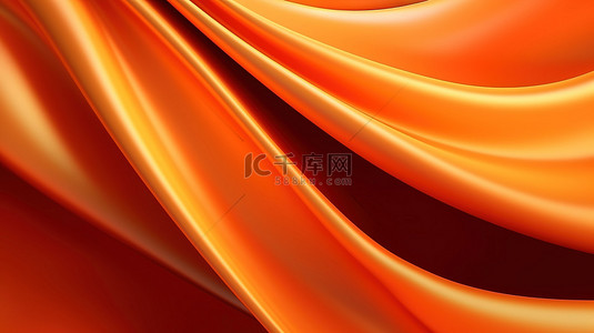 一家三代背景图片_波浪和褶皱的 3D 渲染，创建抽象的橙色丝带背景