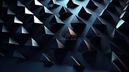 黑色渐变三角形结构的 3d 渲染