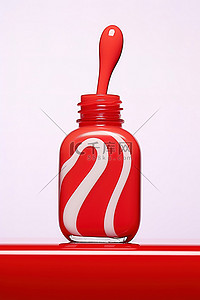 条纹白色红色背景图片_周围有白色条纹的红色指甲油瓶