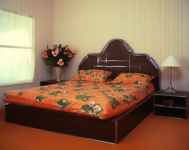 一张棕色的床