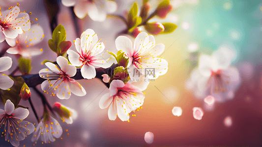 春天粉色桃花背景图片_花朵桃花花纹花瓣下落背景