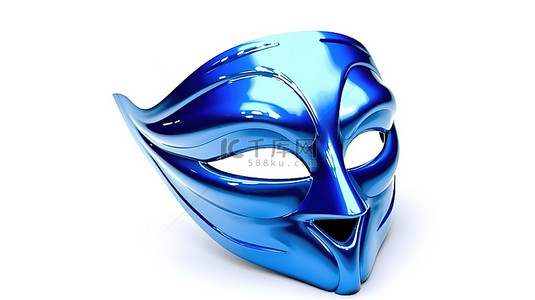 亲子嘉年华宣传单背景图片_带有蓝色面具的白色背景的 3d 插图