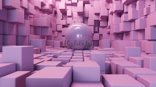 收益模式背景图片_淡紫色的 3D 几何背景与立方体为您的设计抽象渲染
