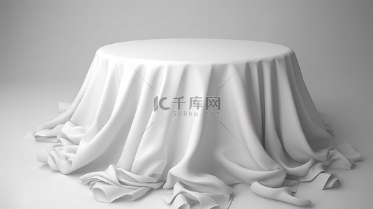 圆桌会议背景图片_空白白色桌布的鸟瞰图非常适合婚礼 3d 渲染，在孤立的白色背景上具有剪切路径