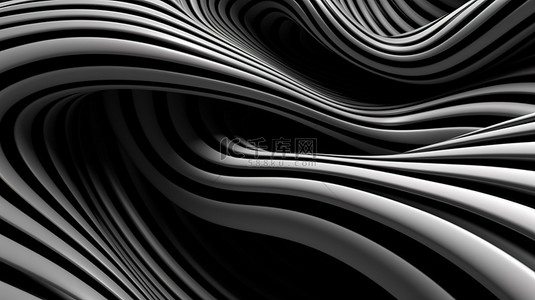 1 黑色条纹背景线的单色设计 3D 渲染