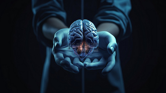 医疗护理行动 3d 渲染医生对大脑的温柔触摸