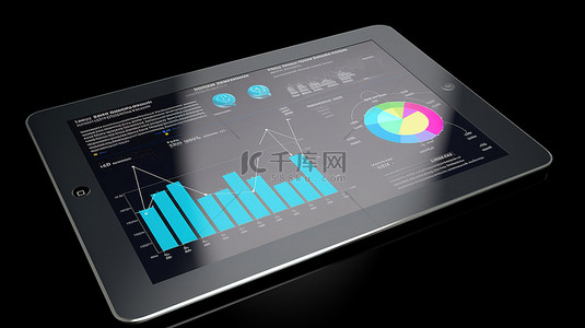 平板电脑3d背景图片_通过平板电脑的 3D 渲染呈现的信息图