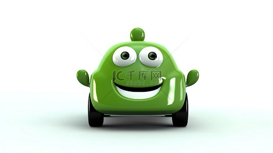 特色绿色汽车的 3d 插图