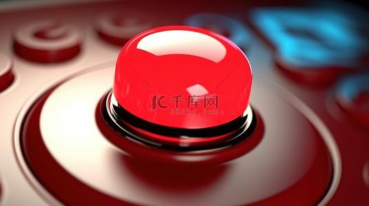带有鼠标手光标的红色警报按钮的 3d 插图