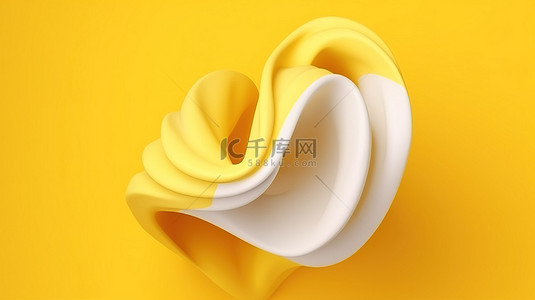 创意 3D 对象壁纸黄色背景白色波浪设计