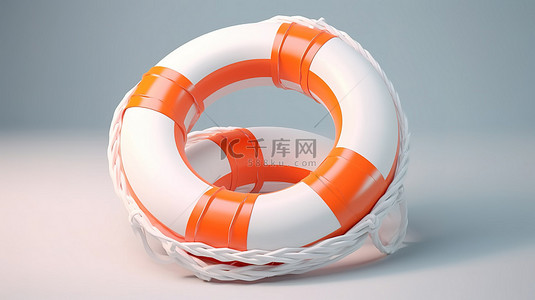 夏季装饰的橙色和白色橡胶救生圈 3d 渲染图像
