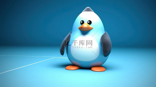 胖企鹅打乒乓球的 3d 渲染
