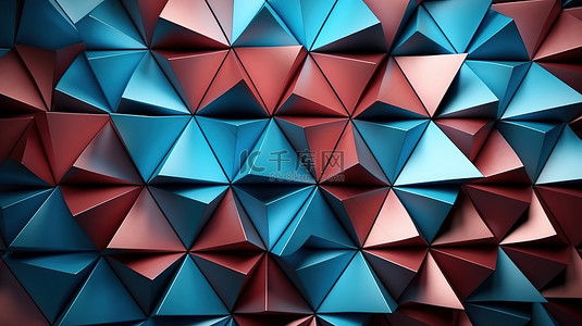 瓷感背景图片_3D 渲染三角形抽象背景与当代瓷砖墙设计