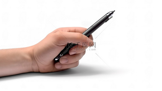 手写圆珠笔背景图片_手握圆珠笔的 3D 渲染