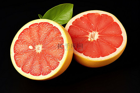 柚水果背景图片_红柚子叶黄段