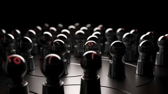 激励团队背景图片_用黑色背景上的棋子激励销售代表 3D 目标