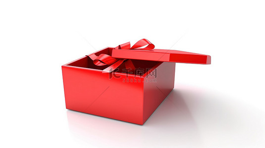 隔离爱背景图片_在隔离的白色空间中打开的红色礼品盒的 3D 插图