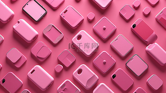 3D 可视化中粉红色背景的当代手机设计