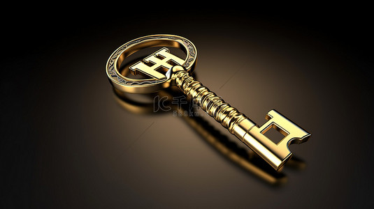金钥匙背景图片_黑色金属背景下健康金钥匙的 3D 渲染
