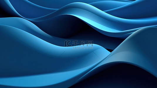 渐变科技感曲线背景图片_动态几何风格商务优雅运动蓝色波浪和 3D 插图中的抽象背景