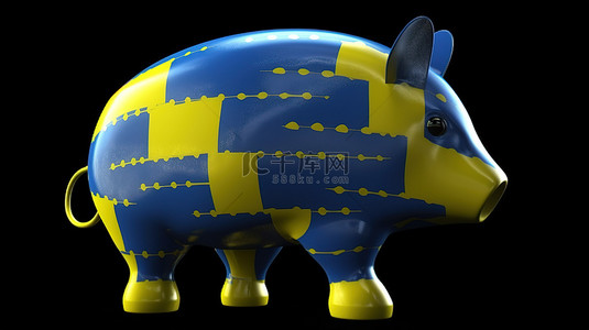 瑞典的经济繁荣反映在 3d 存钱罐渲染中