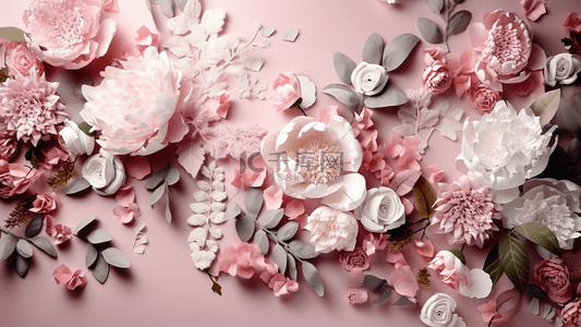 粉色鲜花背景边框背景