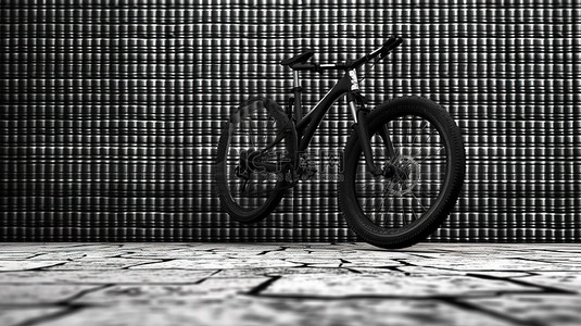 运动骑背景图片_鲜明的单色山地自行车与工业建筑在 3D 渲染中详细特写