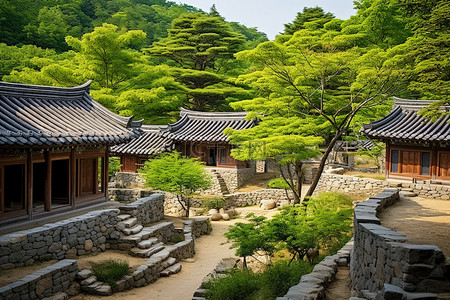 考古国潮背景图片_全罗北道南部市美丽的韩国考古遗址
