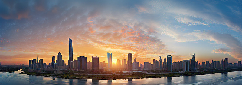 中国一座城市的日出