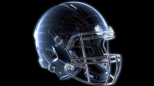 覆盖在 x 射线阴影上的线框足球头盔 3d 渲染