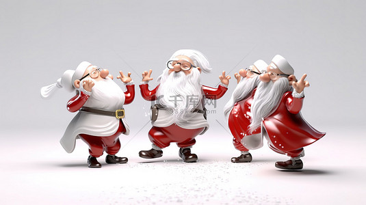新年人物背景图片_快乐的圣诞老人舞蹈 3d 呈现圣诞快乐庆祝活动
