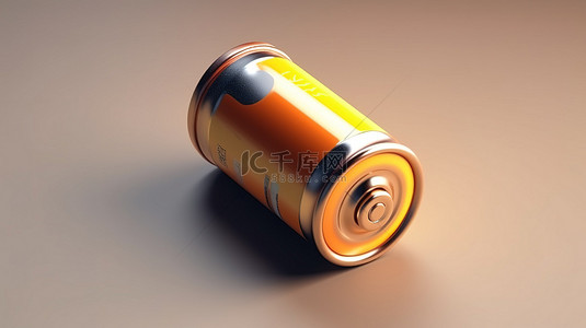 电池能源科技背景背景图片_孤立的单电池对象的等距 3D 渲染