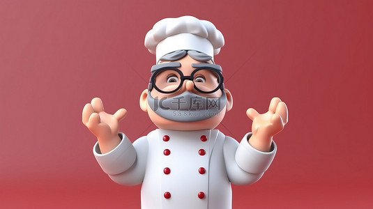 带着厨师帽的小猪背景图片_戴着面具和手套的厨师的卡通风格 3D 插图